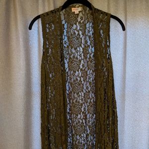M EUC army green lace lularoe Joy vest
